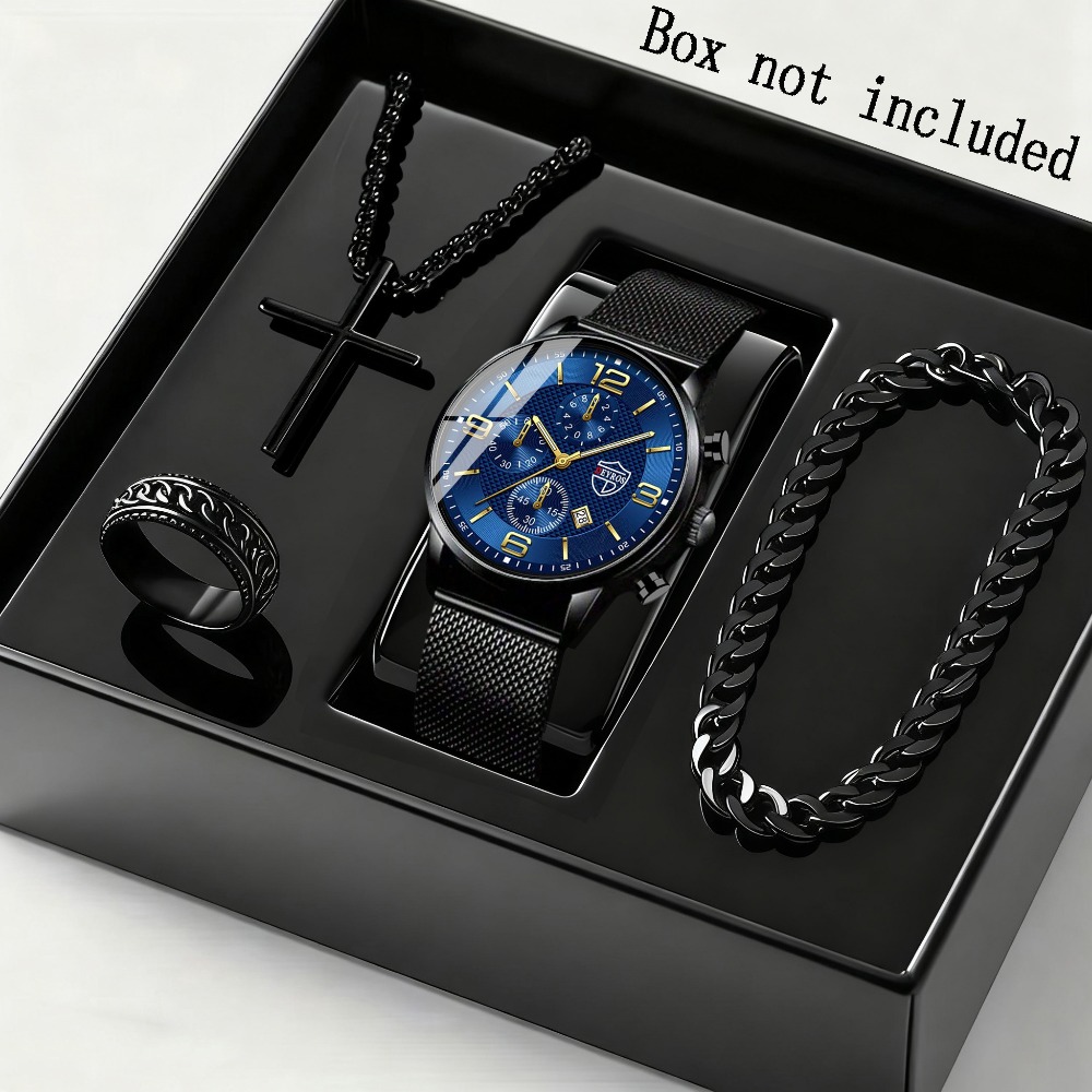Men Accessories Elegant - 남성용 우아한 쿼츠 시계 & 팔찌
