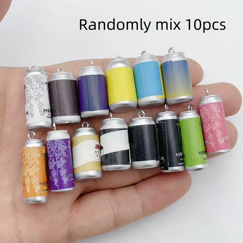Men Keychain Accessories - 10개 미니 시뮬레이션 음료 캔 레진