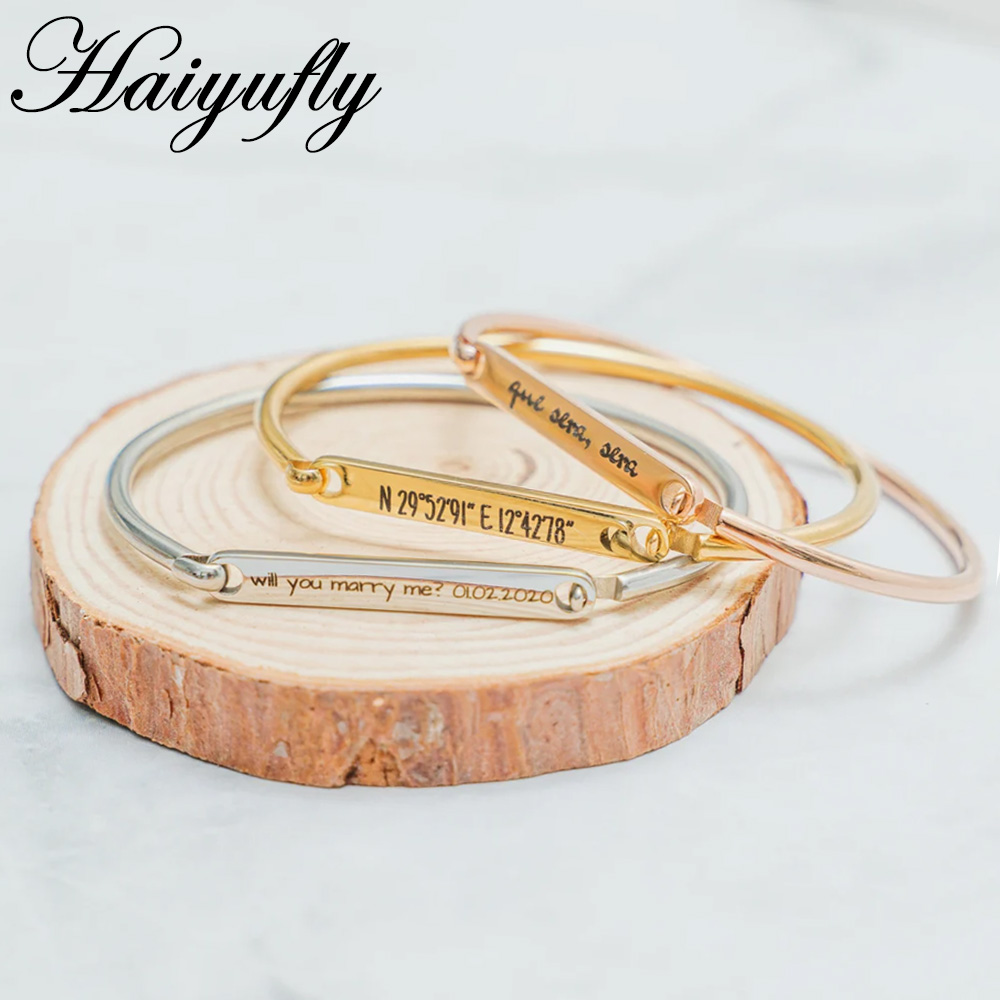 Men'S Accessories Jewelry Bracelet - Haiyufly 이름 각인 말굽 팔찌, 스테인레스