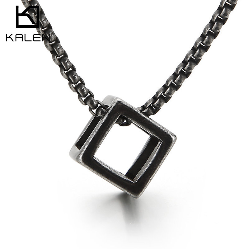 Men Accessories Rule - Kalen 입체 사각형 펜던트 목걸이 남자