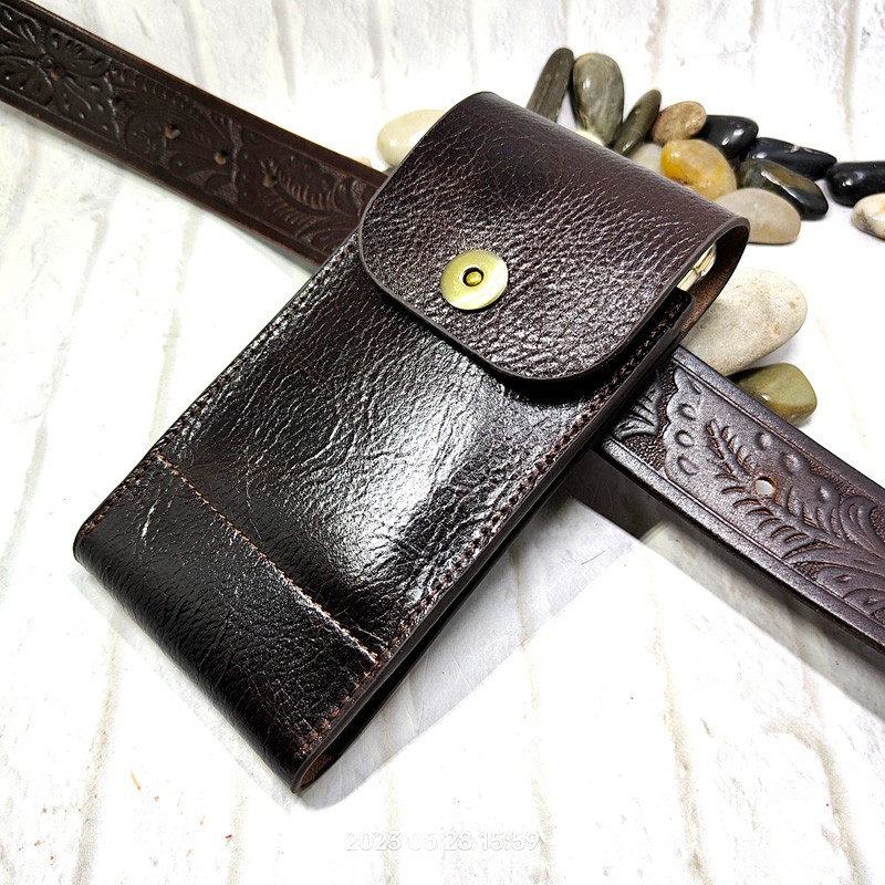Men Accessories Pack - 남성용 휴대폰 허리 가방, 정품 가죽