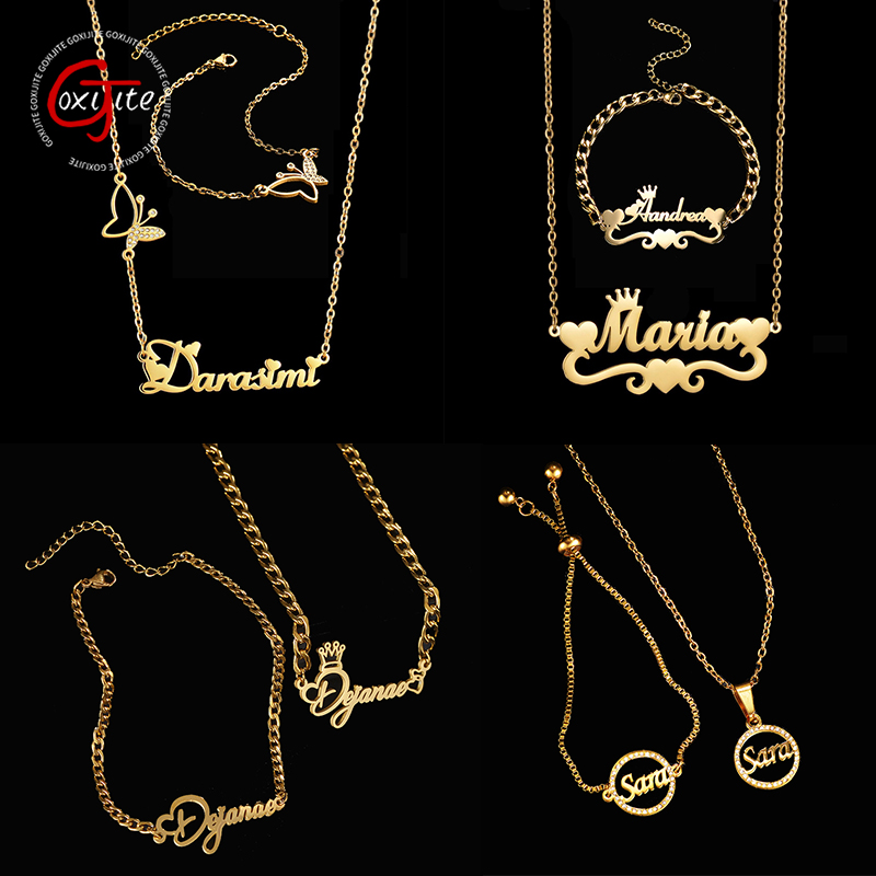 Men'S Accessories Jewelry Bracelet - Goxijite 사용자 정의 이름 목걸이 세트