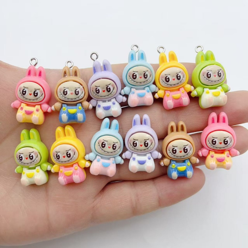 Men Keychain Accessories - 10Pcs Kawaii 토끼 딸기 하우스 수지