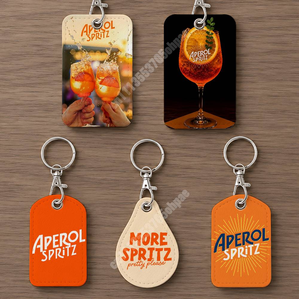 Men Keychain Accessories - 오렌지 프로세코 A-아페롤 S-스프리츠 가죽 키체인
