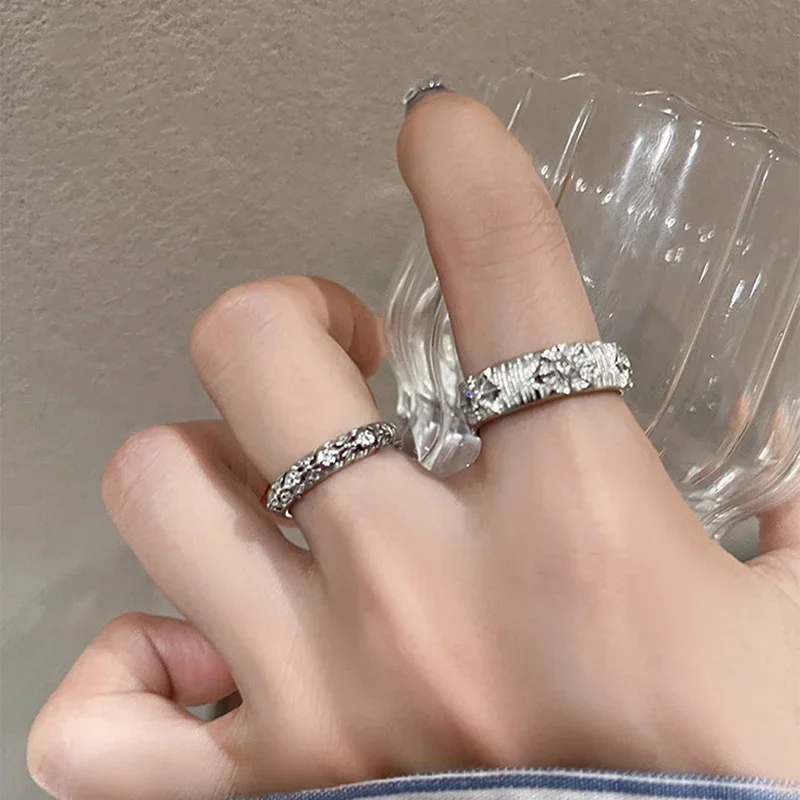 남성 여성을위한 반짝 이는 금속 오픈 링 로맨틱 라인스 - Men Accessories Drawing 리뷰 및 가격