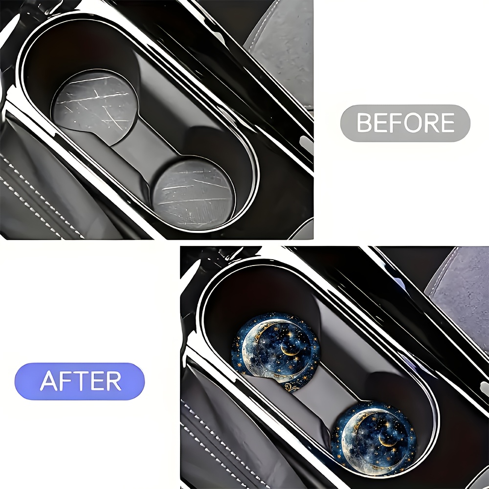 2개 별이 빛나는 밤하늘 달 모양 자동차 컵 받침 -  - Men Accessories Elegant 리뷰 및 가격