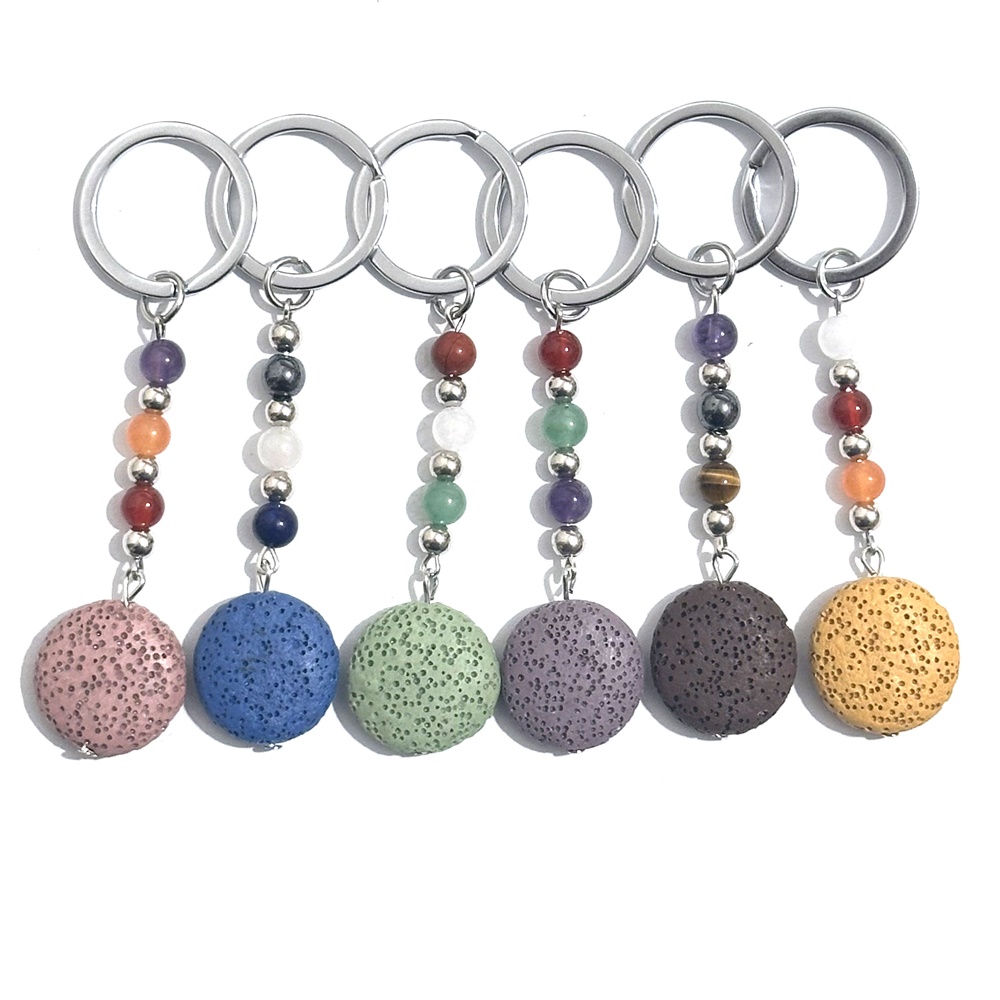 10pcs 차크라 비즈 라운드 용암 스톤 키 체인 DI - Men'S Accessories Essentials 리뷰 및 가격