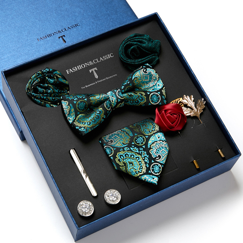 녹색 남성 넥타이 선물 상자 페이즐리 실크 넥타이 나비 - Neck Tie Set Box 리뷰 및 가격