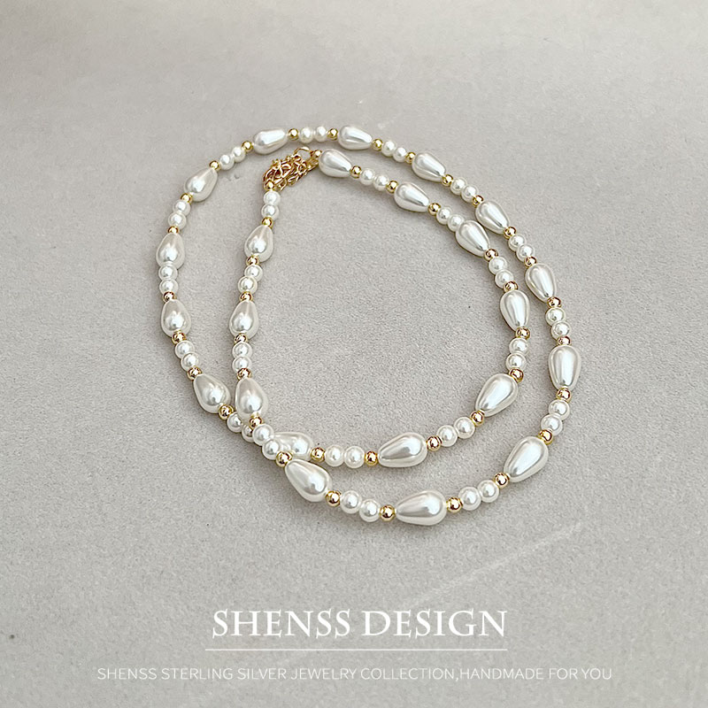우아한 모조 진주 물방울 목걸이 구리 도금 14k 골드 - Men Accessories Elegant 리뷰 및 가격