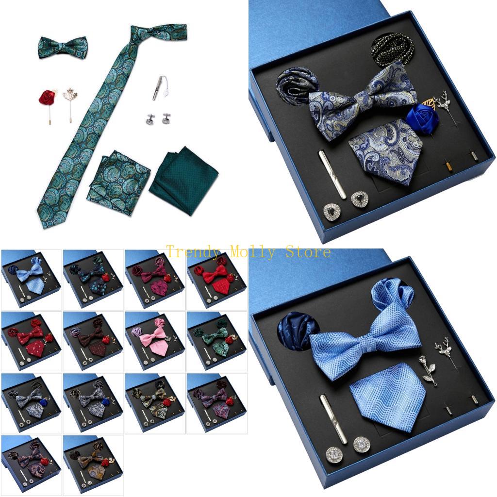 N5KB 9PCS 남자 패션 넥타이 세트 포켓 스퀘어  - Neck Tie Set Box 리뷰 및 가격