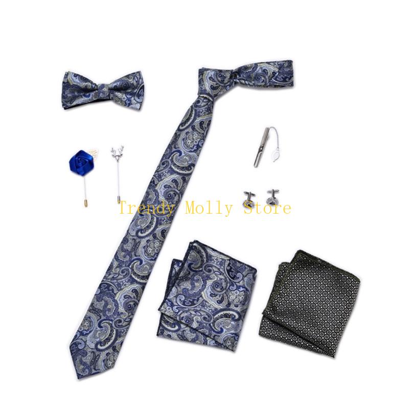 N5KB 9PCS 남자 패션 넥타이 세트 포켓 스퀘어  - Neck Tie Set Box 리뷰 및 가격