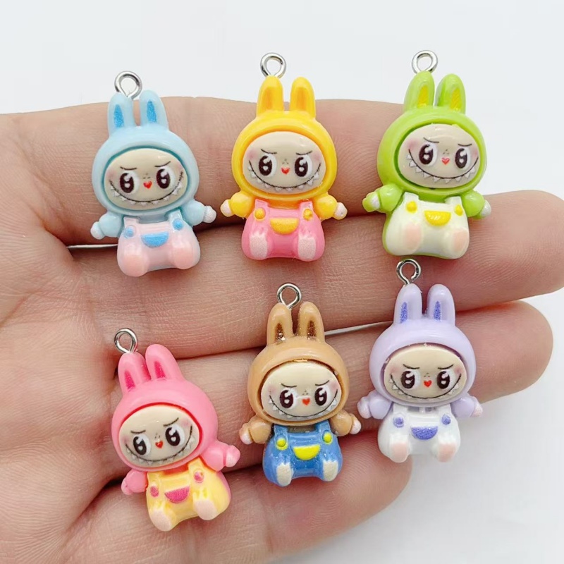 10Pcs Kawaii 토끼 딸기 하우스 수지 참 귀여 - Men Keychain Accessories 리뷰 및 가격