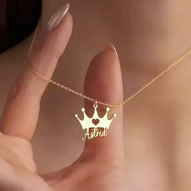 여성을위한 맞춤형 하트 크라운 이름 목걸이 남성용 스테 - Men Accessories Neck Chain 리뷰 및 가격