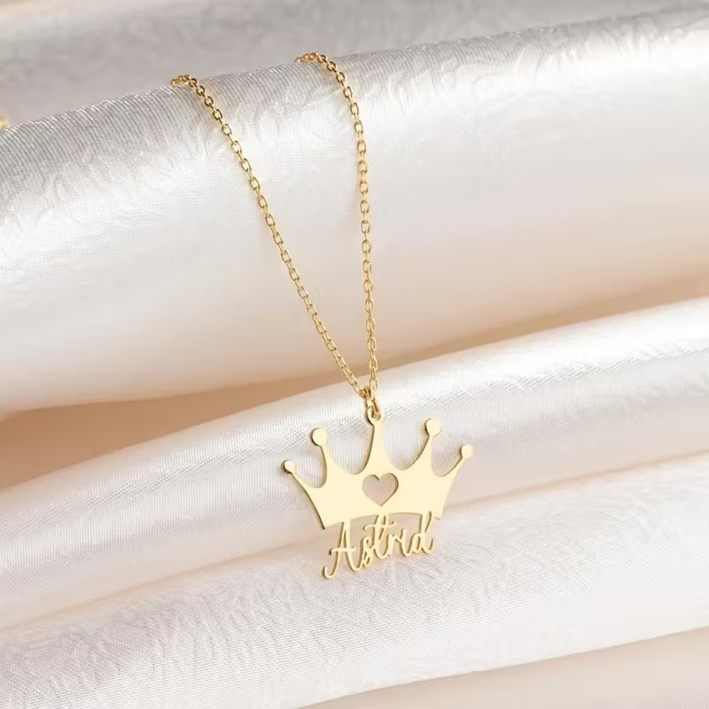 여성을위한 맞춤형 하트 크라운 이름 목걸이 남성용 스테 - Men Accessories Neck Chain 리뷰 및 가격