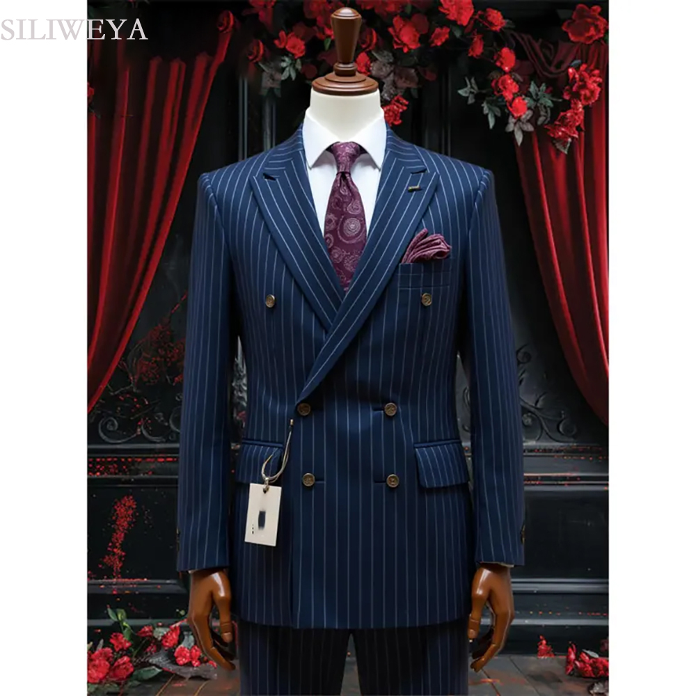 SILIWEYA 더블 브레스트 비즈니스 남성 정장 우아 - Men Accessories Elegant 리뷰 및 가격