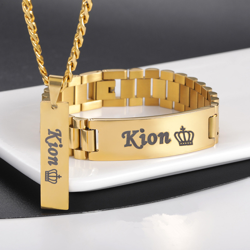 사용자 정의 남자 이름 목걸이 큰 팔찌 쥬얼리 세트 스 - Men'S Accessories Jewelry Bracelet 리뷰 및 가격